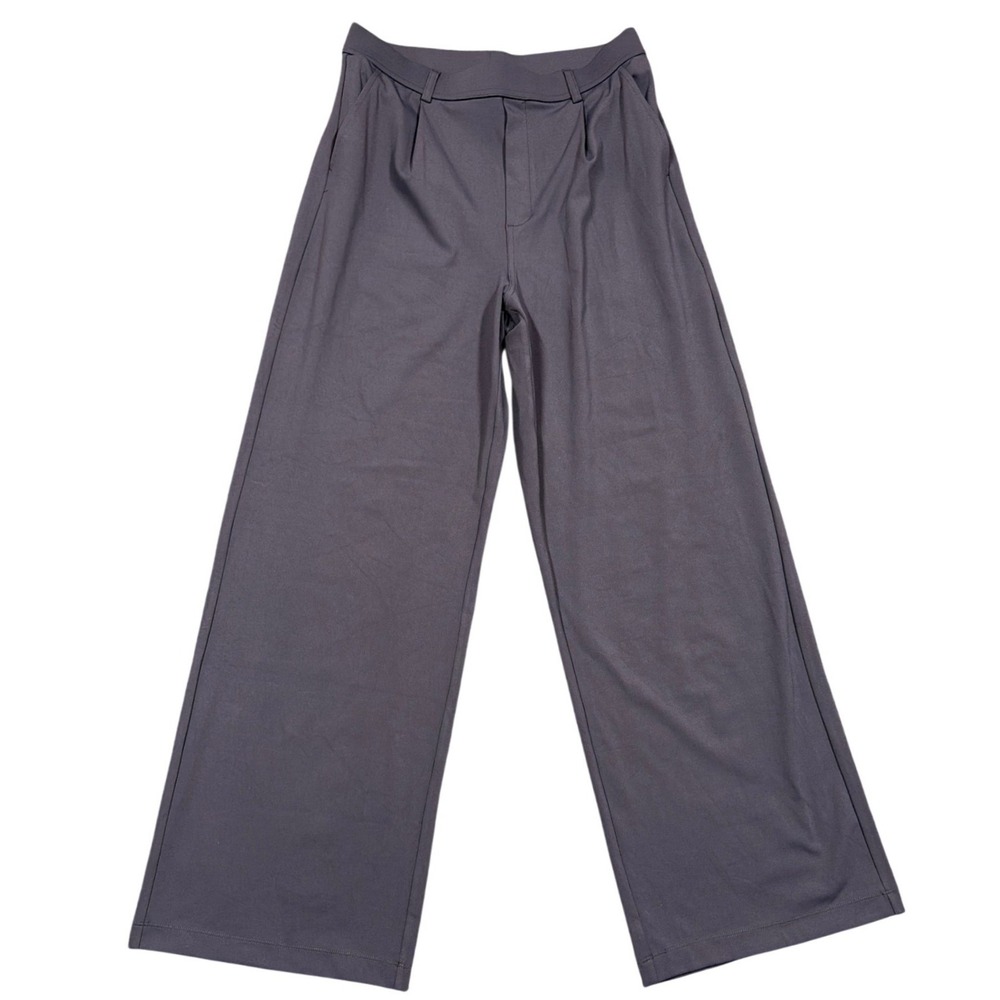 Halara Pants Womens M Gray Wide Leg Pleated High Waisted Trousers Workwear